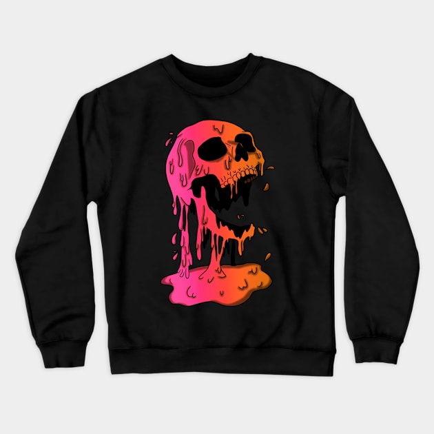 Pink Melting Skull Crewneck Sweatshirt by The_Moose_Art